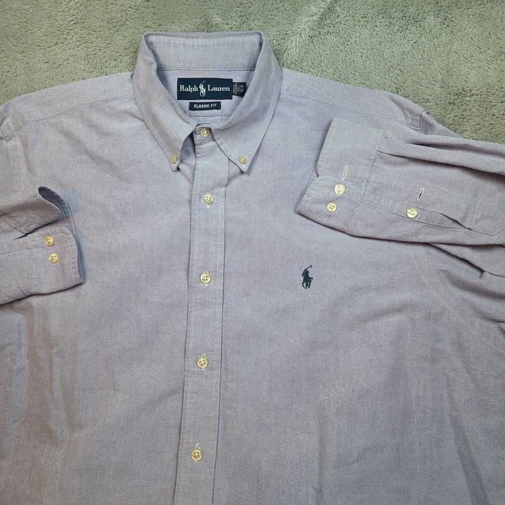 Ralph Laurenโ Oxford Shirt Mens 17.5 34/35 Purple Classic Fit Button Down Cotton